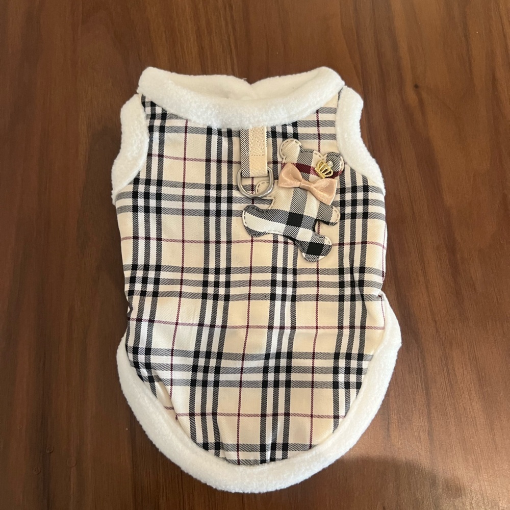 Plaid Dog Sweater with Bear Detail